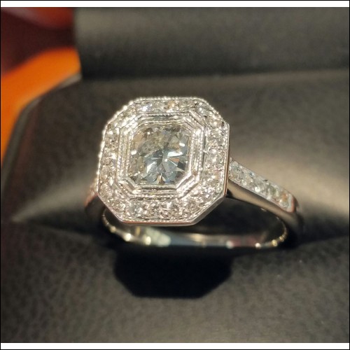 Estate 1.33Ct Radiant Diamond Wedding Ring Gia .83Ct G Vvs2